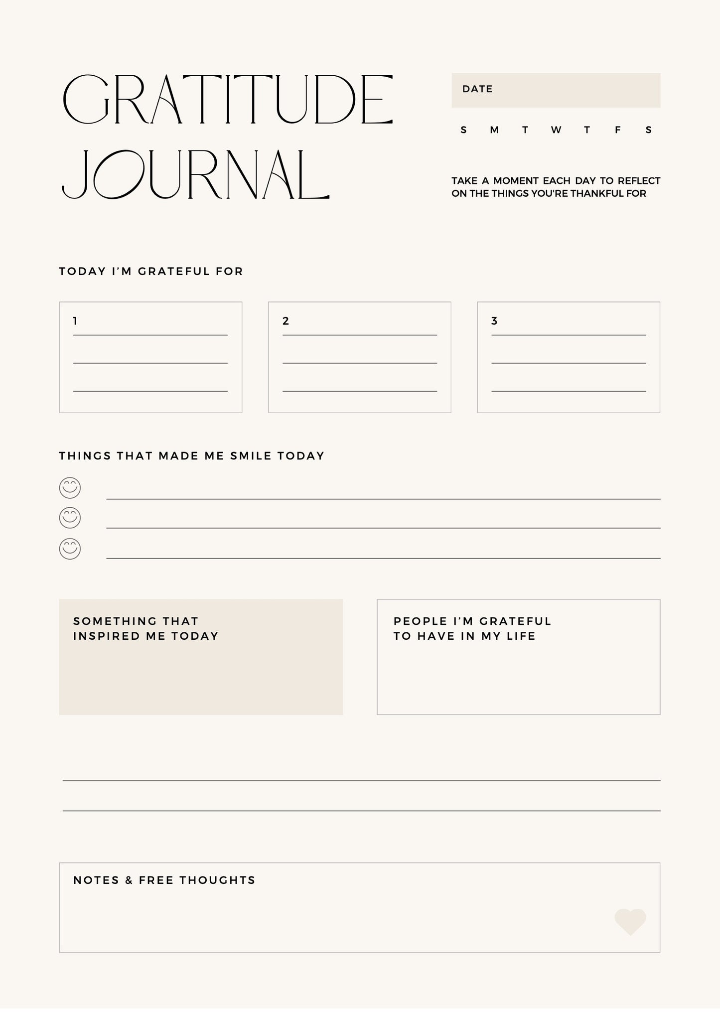 7-Day Gratitude Journal – Free Download